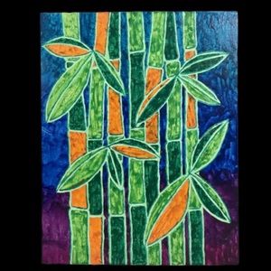 “Twilight Bamboo” Melted Crayon Artwork 11”x14”